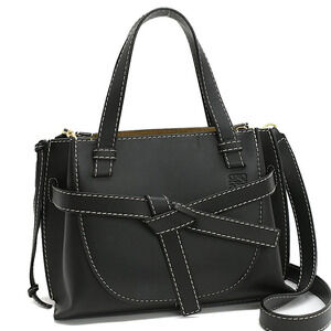 Loewe Gate Top Handle Handbag Anagram Leather Black